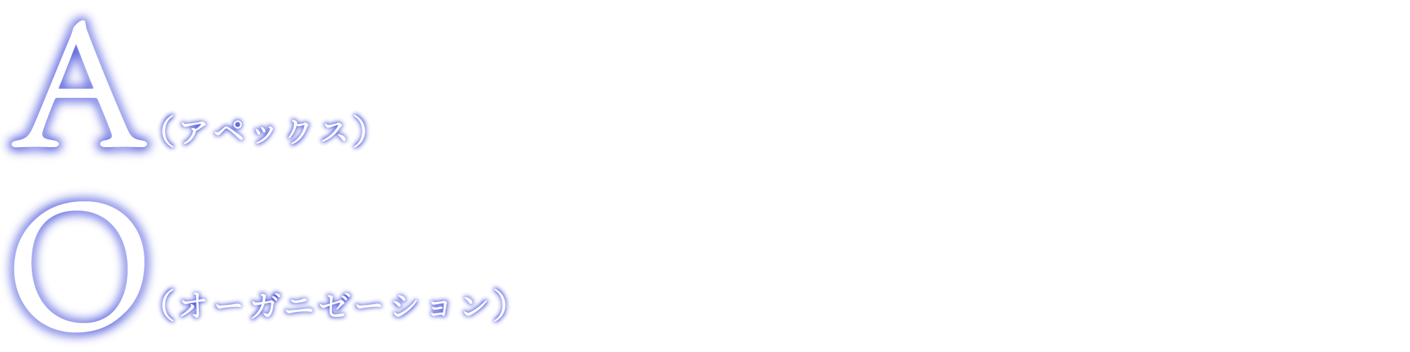 A（アペックス） 技術・安全面・スピードを極め頂点を目指します。O（オーガニゼーション） 大きな組織になるよう精進します。
